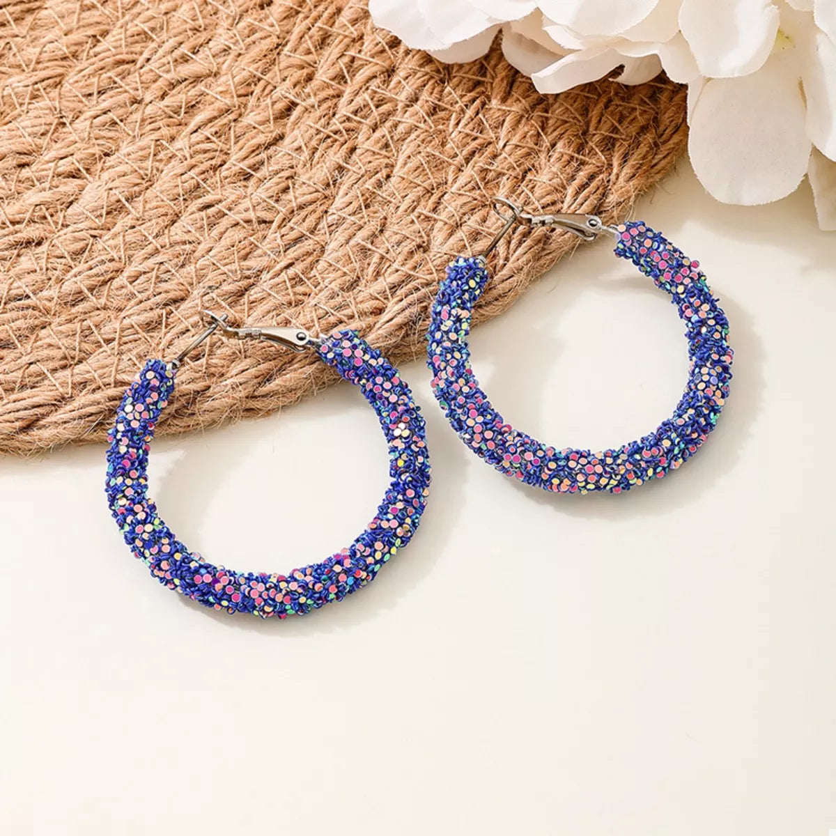 Sparkling Alloy Hoop Earrings