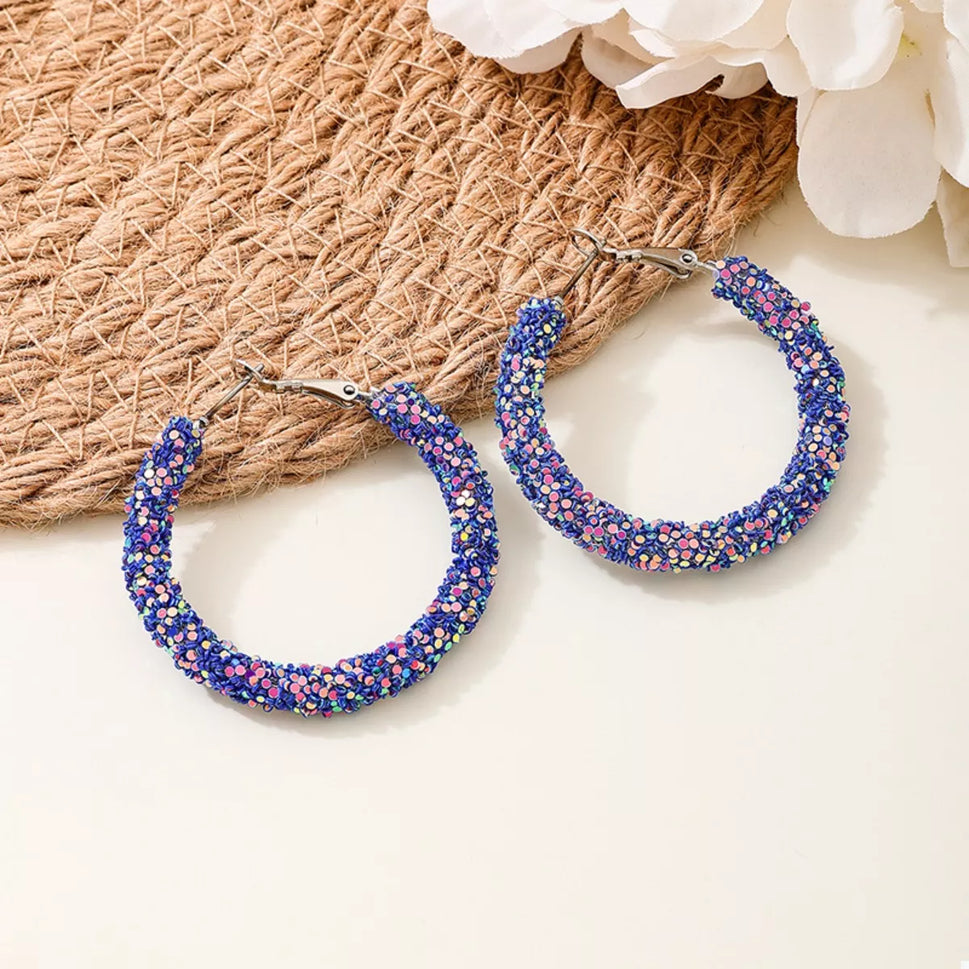 Sparkling Alloy Hoop Earrings