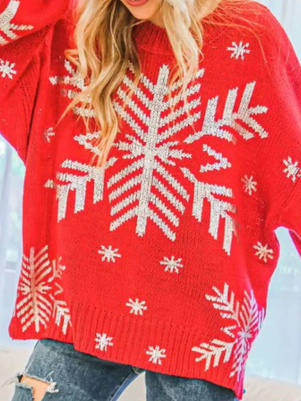Christmas Snowflake Long Sleeve Sweater