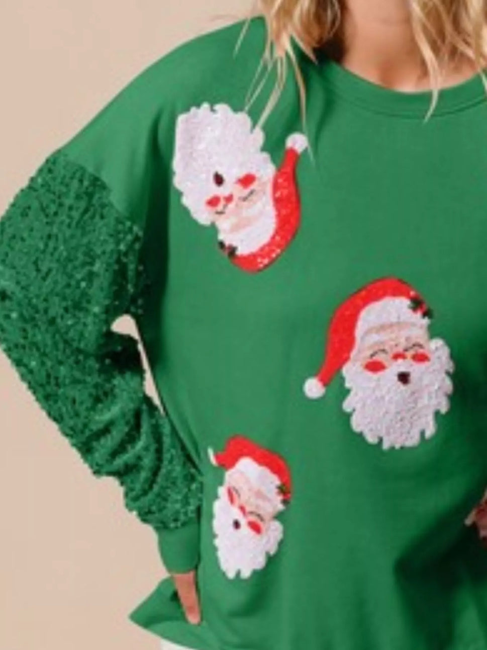 Christmas Theme Sequin Long Sleeve Sweatshirt