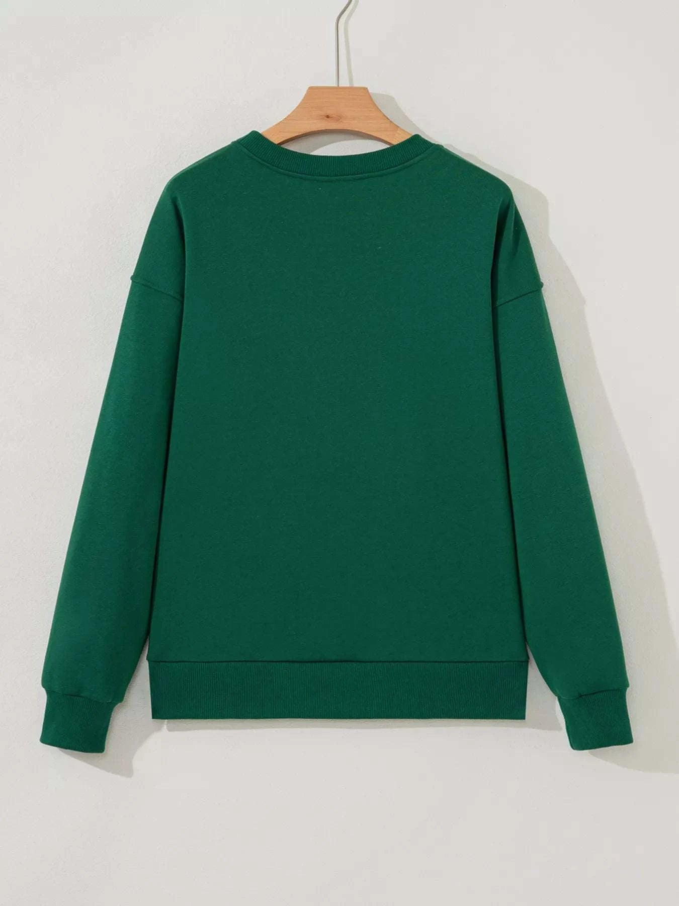 Embroidered Letter Christmas Round Neck Sweatshirt