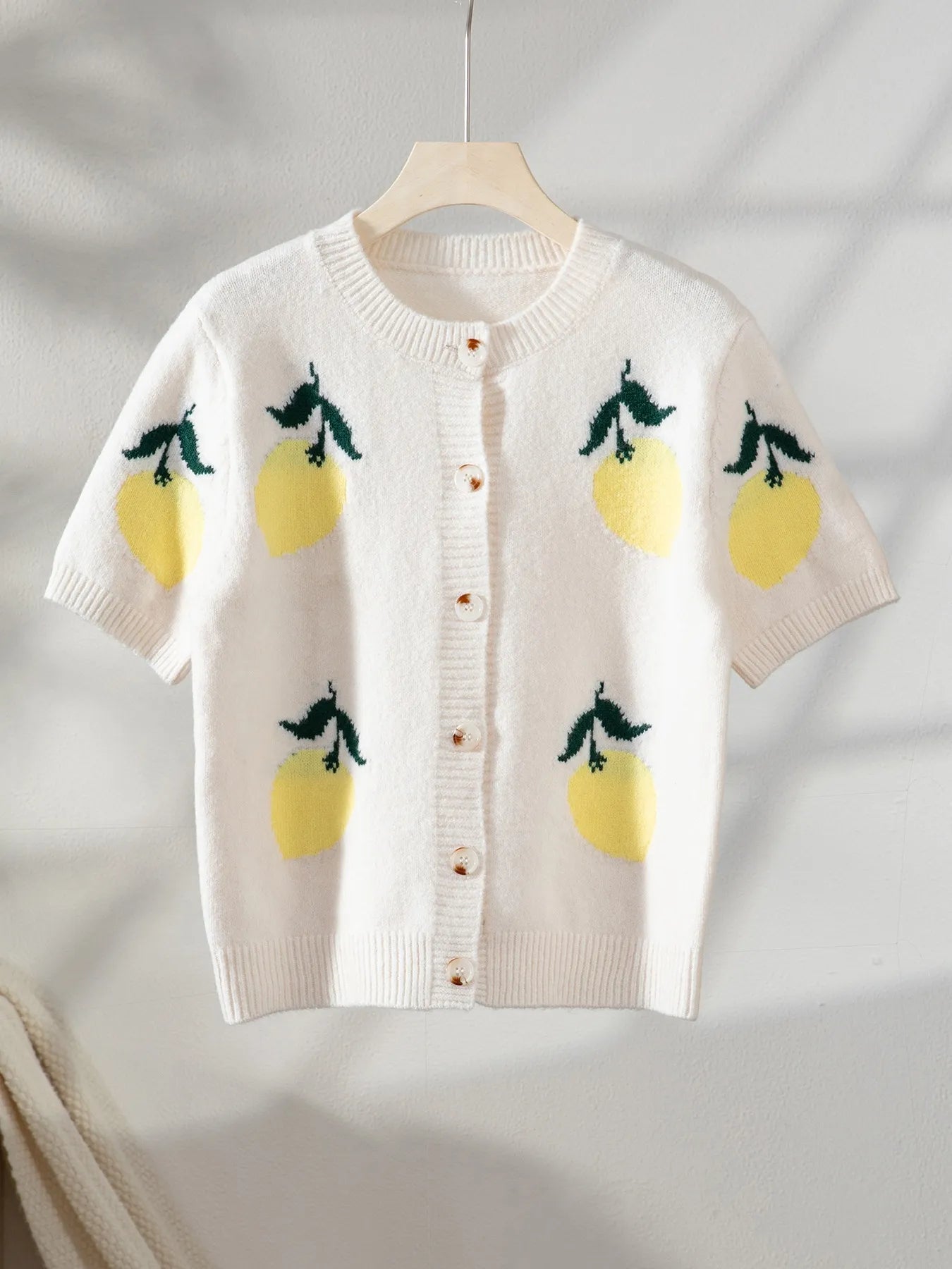 Lemon Button-Up Long Sleeve Cardigan