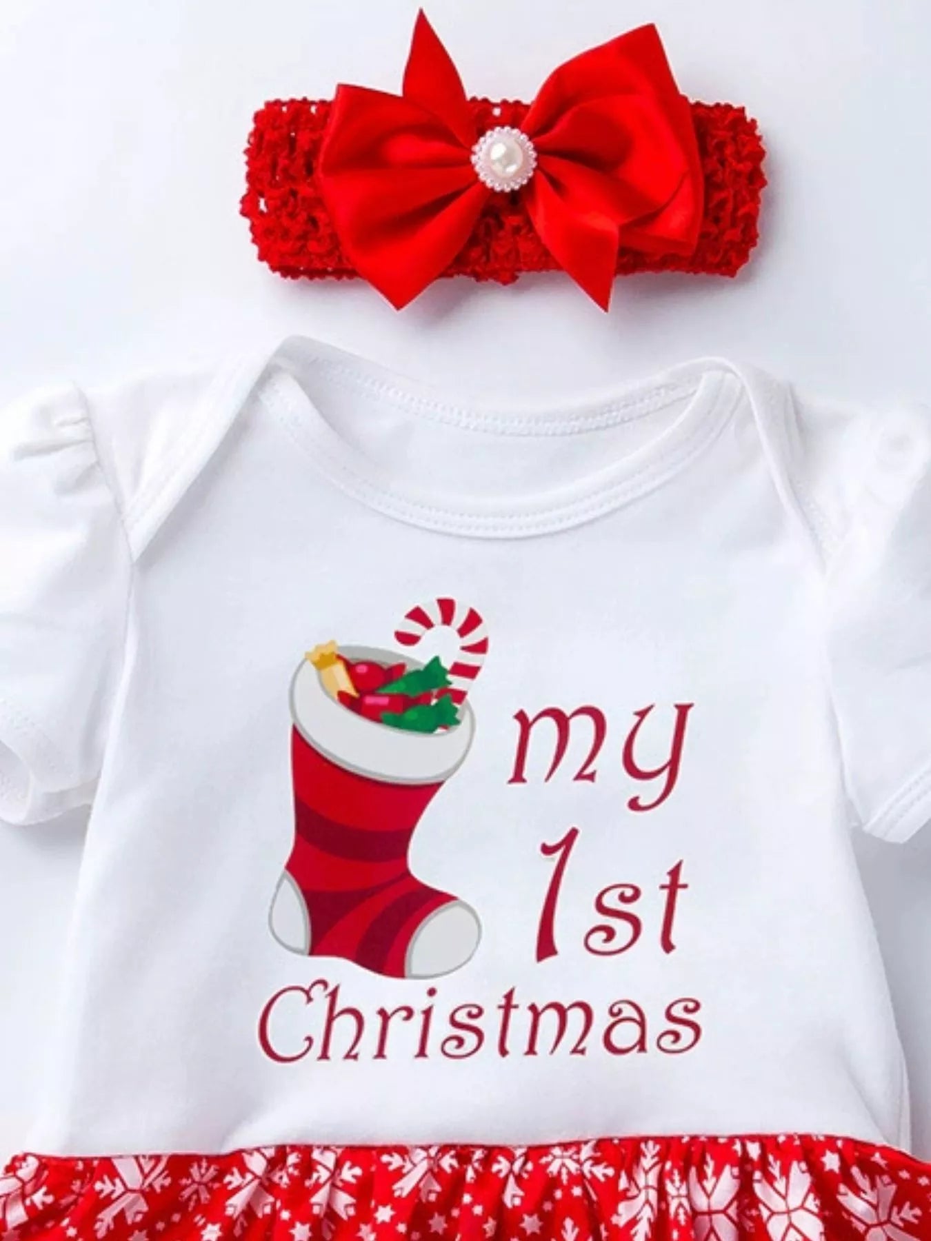 Children's Christmas One Piece Dress with Headband