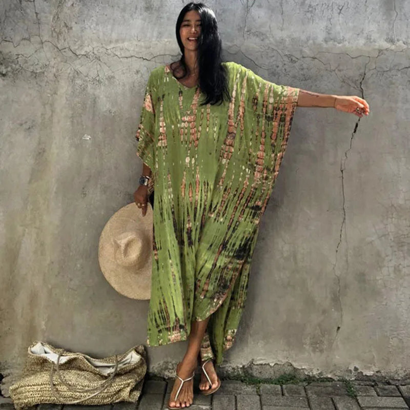 Women's Plus Size Beach Kaftan Dress – Half Sleeve Swimsuit Cover-Up