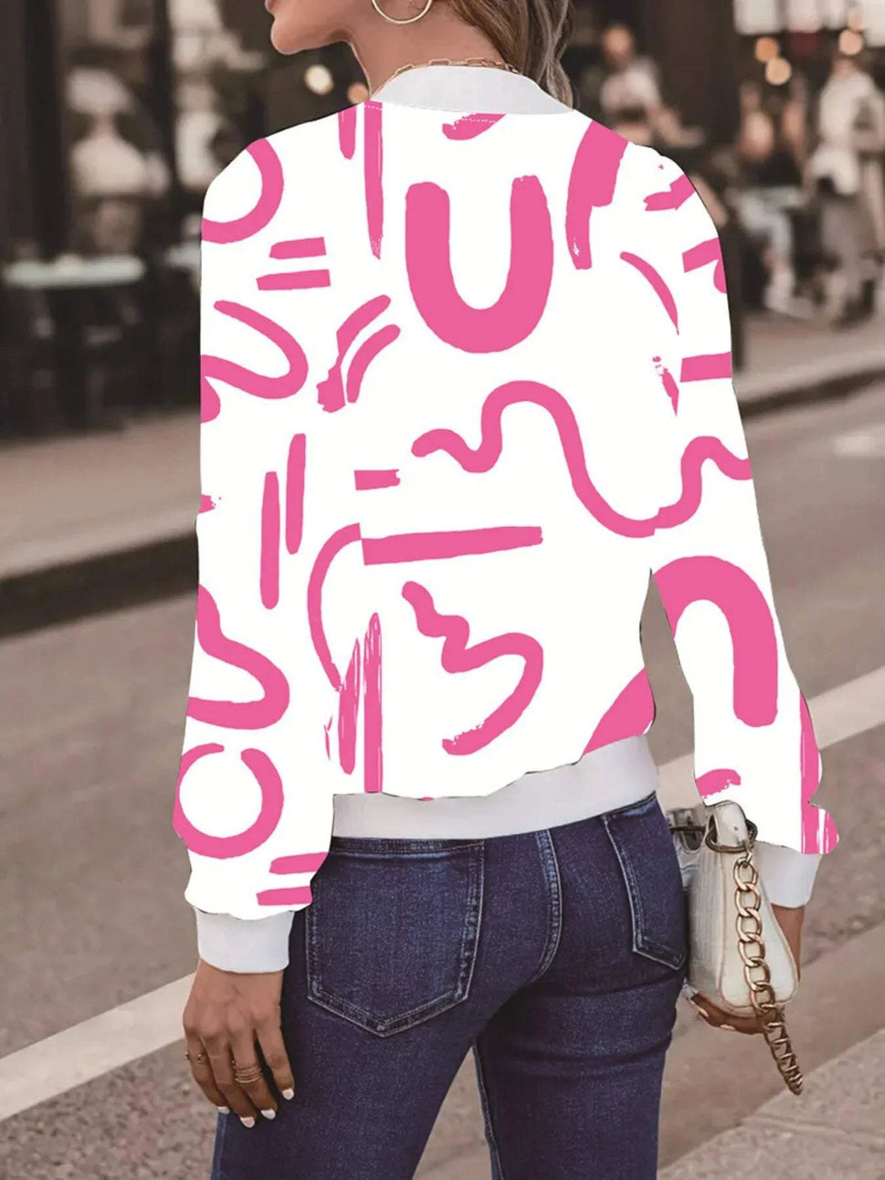 Number Print Zip Up Jacket