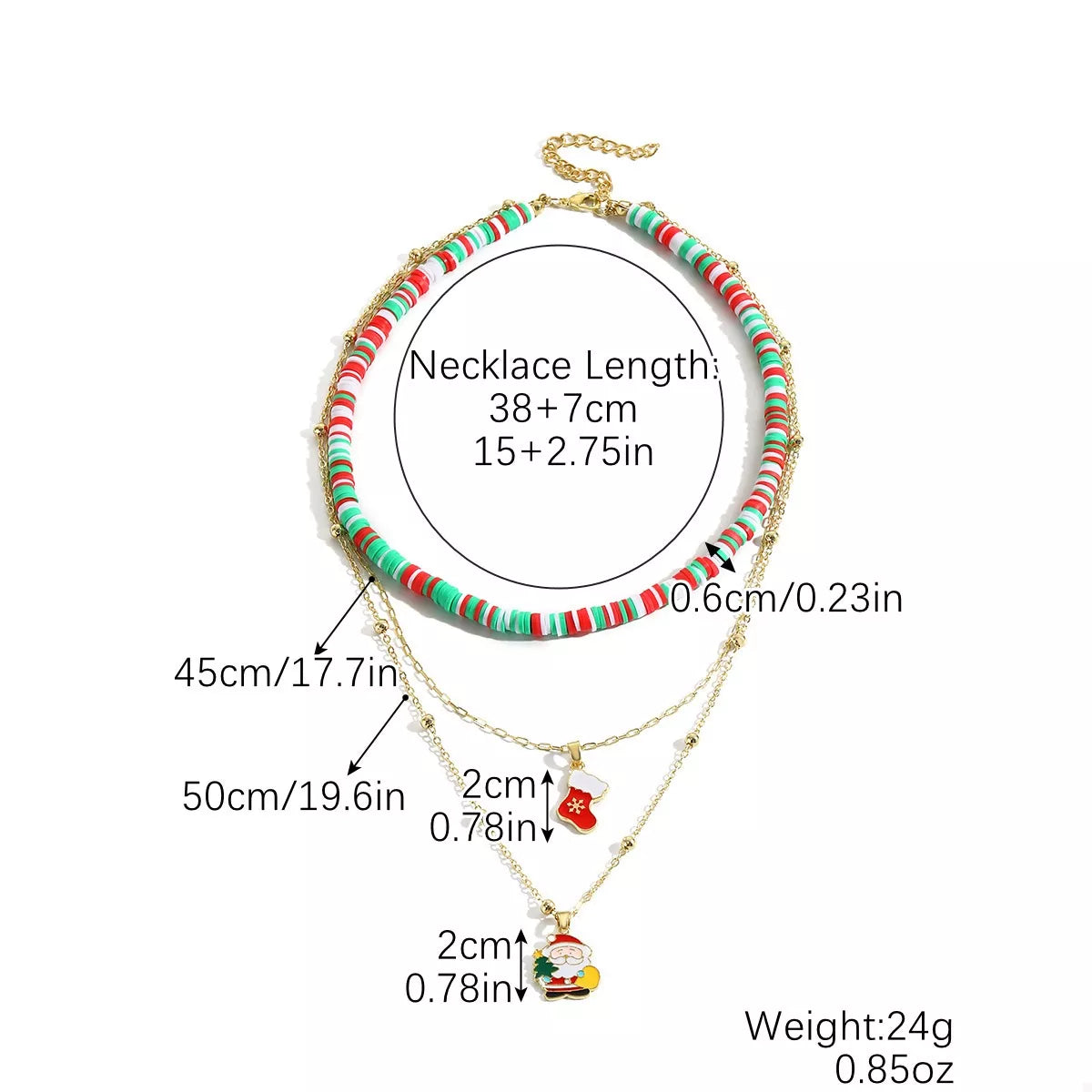 Colorful Christmas Charm Layered Necklace