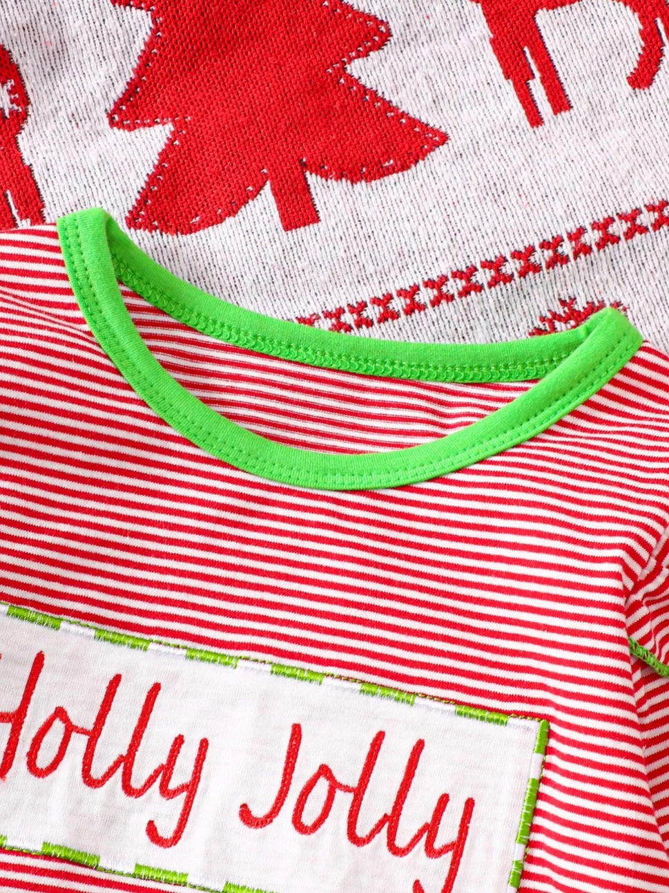 Children's Christmas-Themed Striped Snapped Legs Jumpsuit