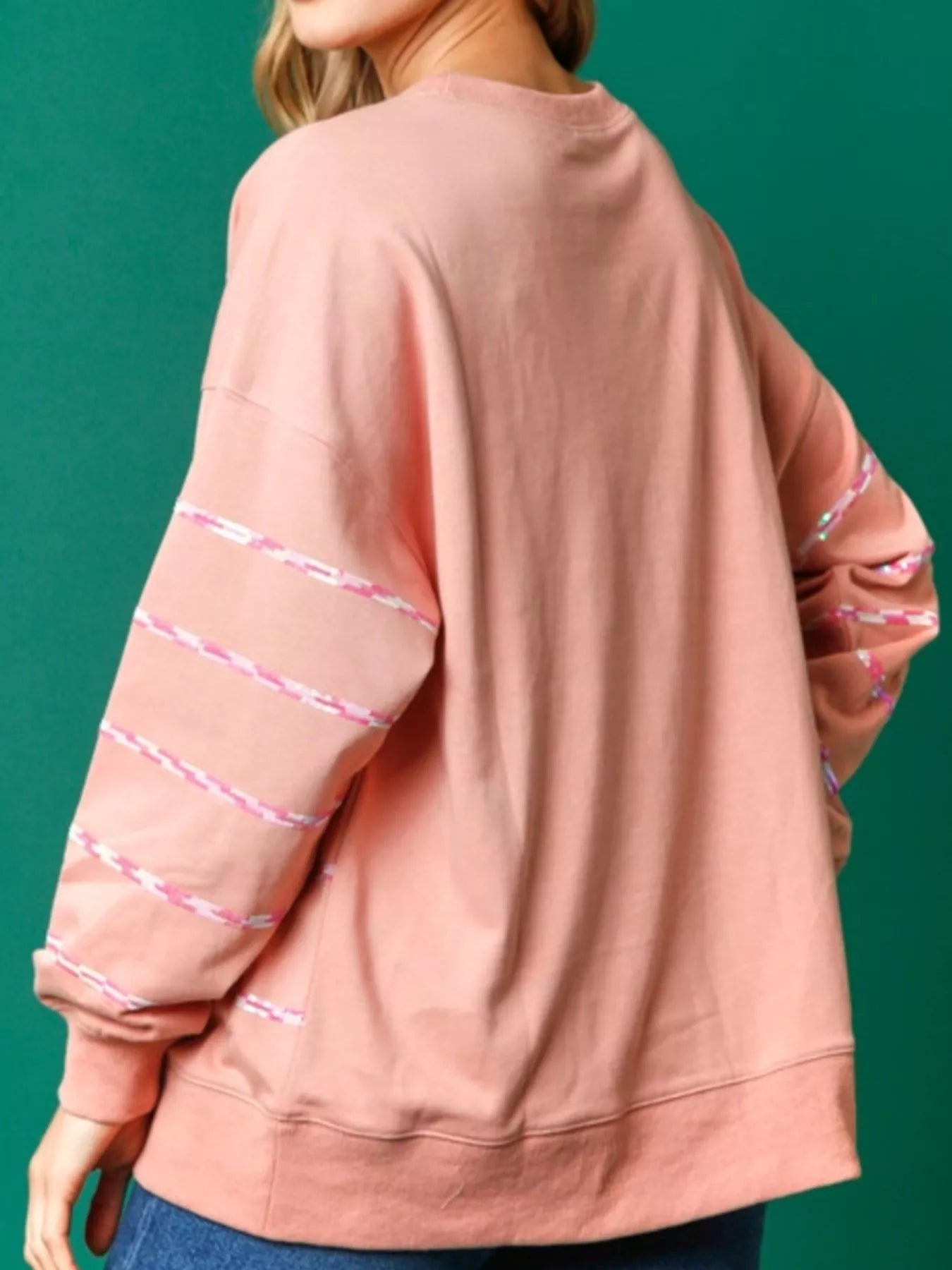 Christmas Santa Striped Long Sleeve Sweatshirt