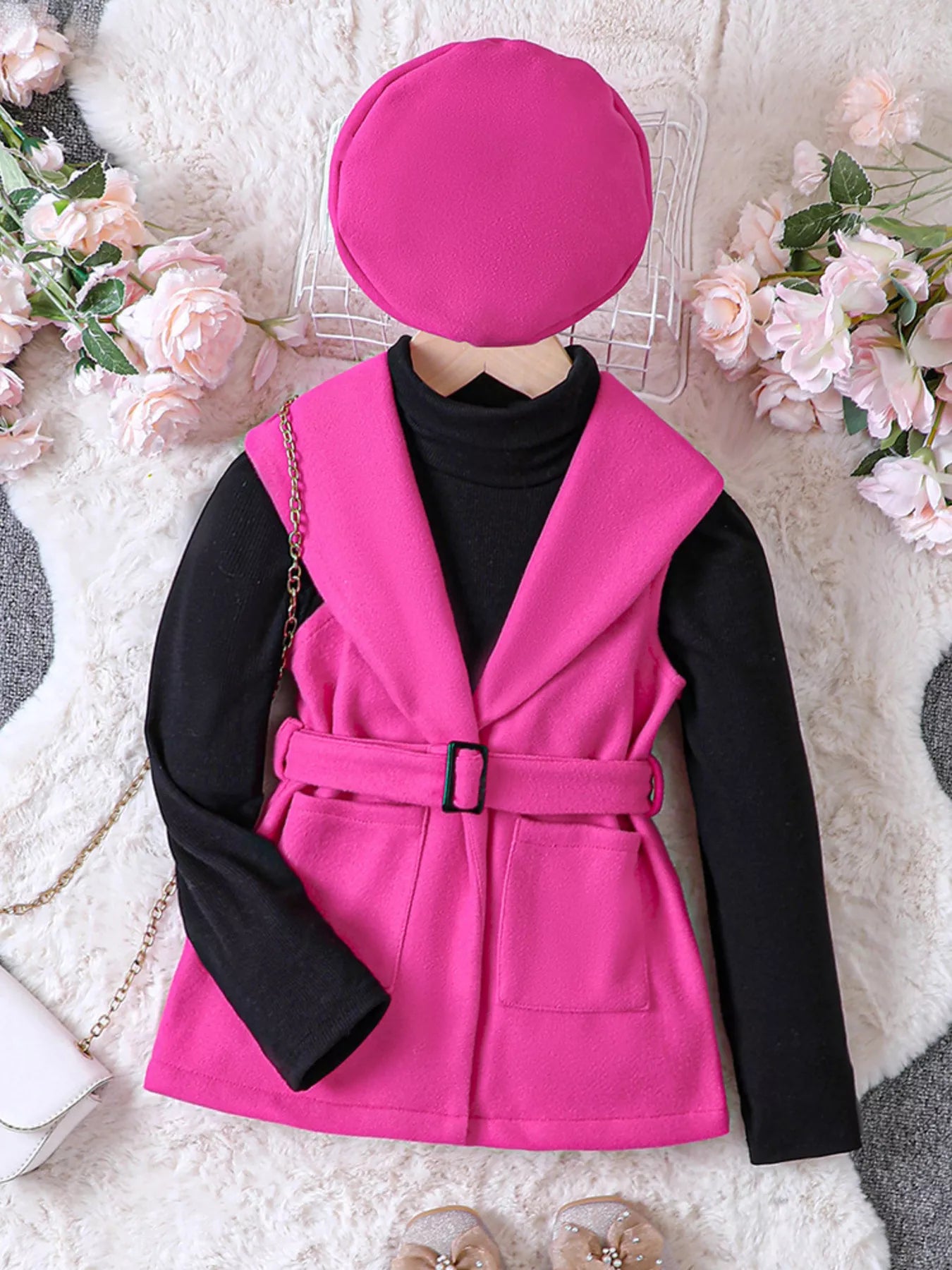 Children's Vest & Top & Beret 3-Piece Set