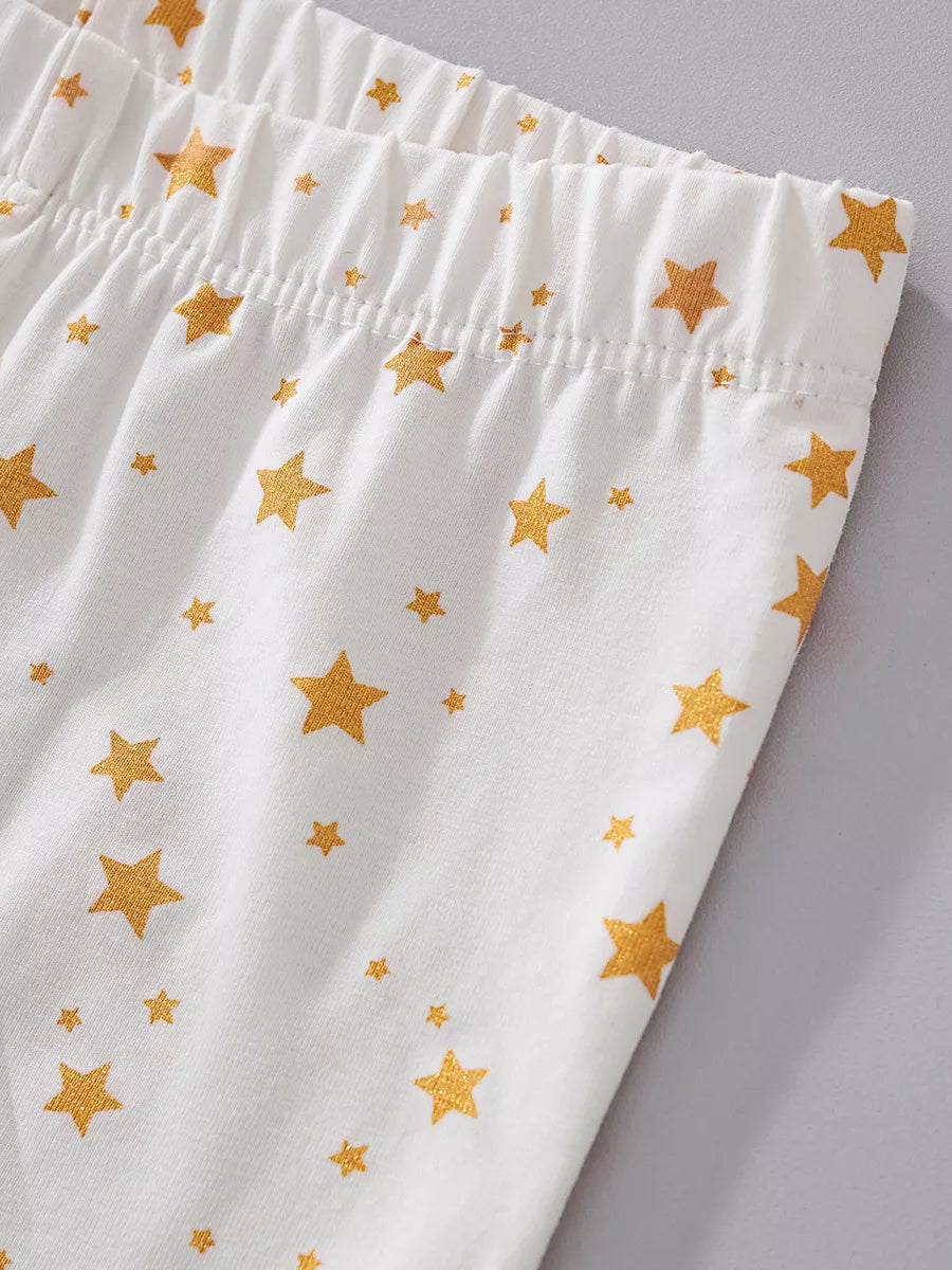 Children's Santa Top and Star Pants Pajama Set