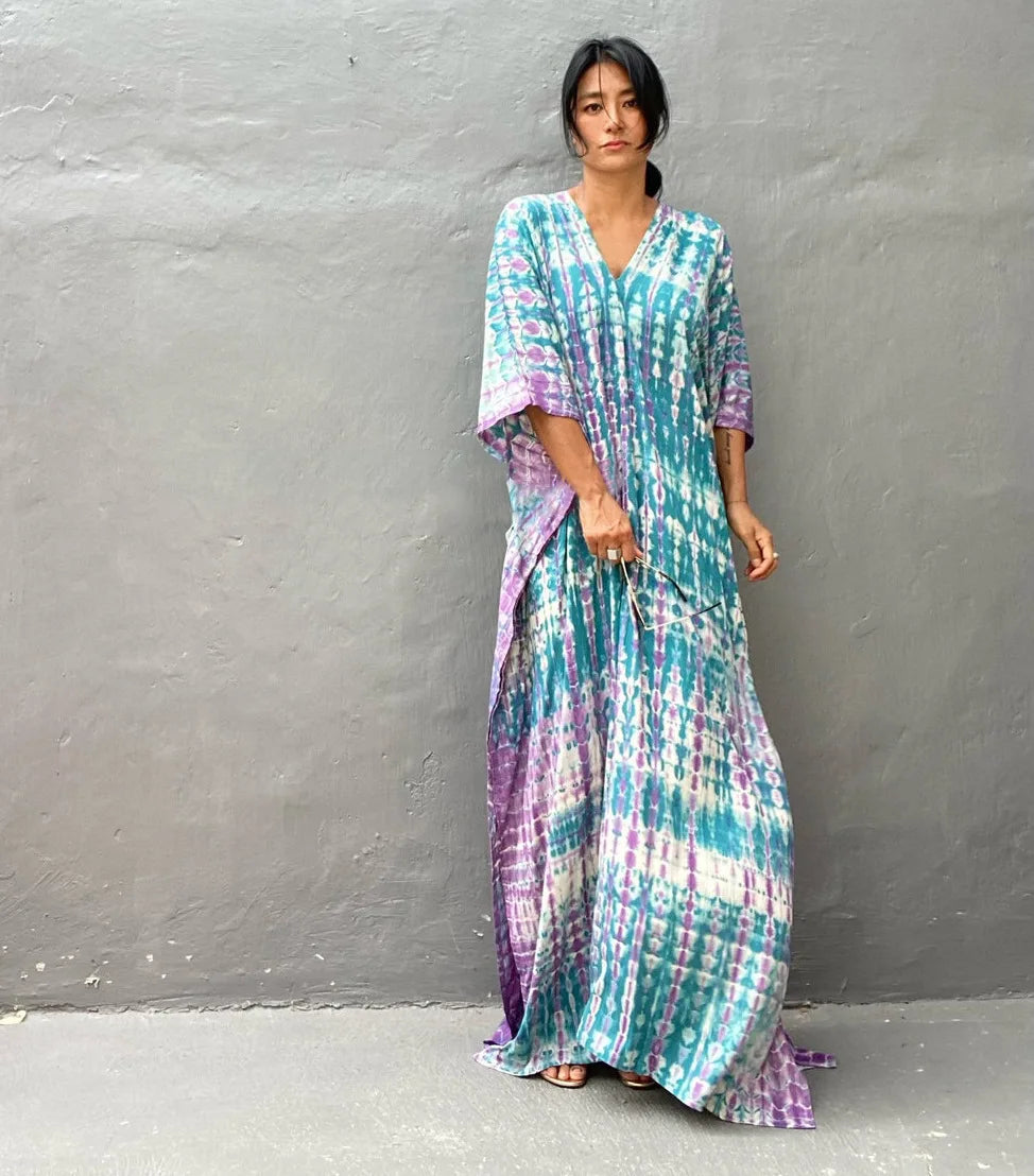 Women's Plus Size Beach Kaftan Dress – Half Sleeve Swimsuit Cover-Up