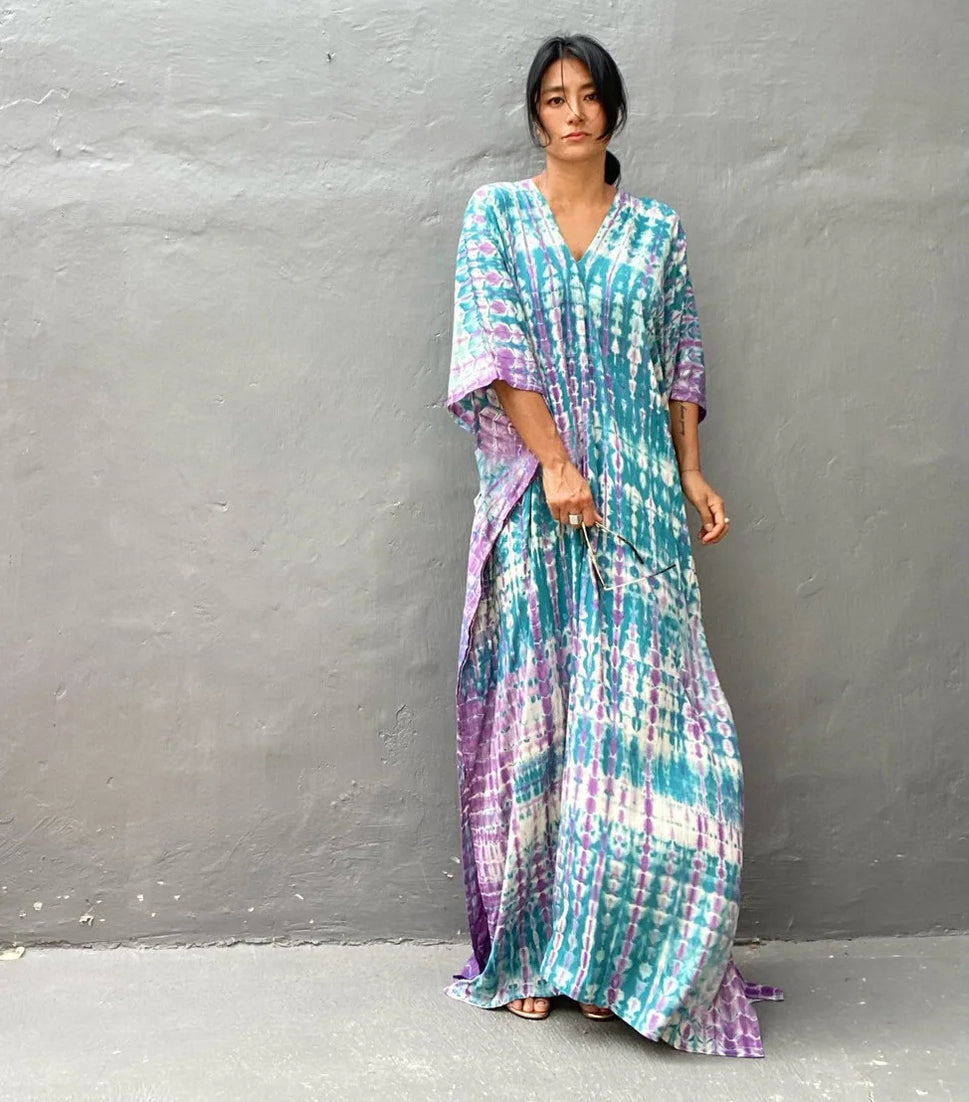 Women's Plus Size Beach Kaftan Dress – Half Sleeve Swimsuit Cover-Up