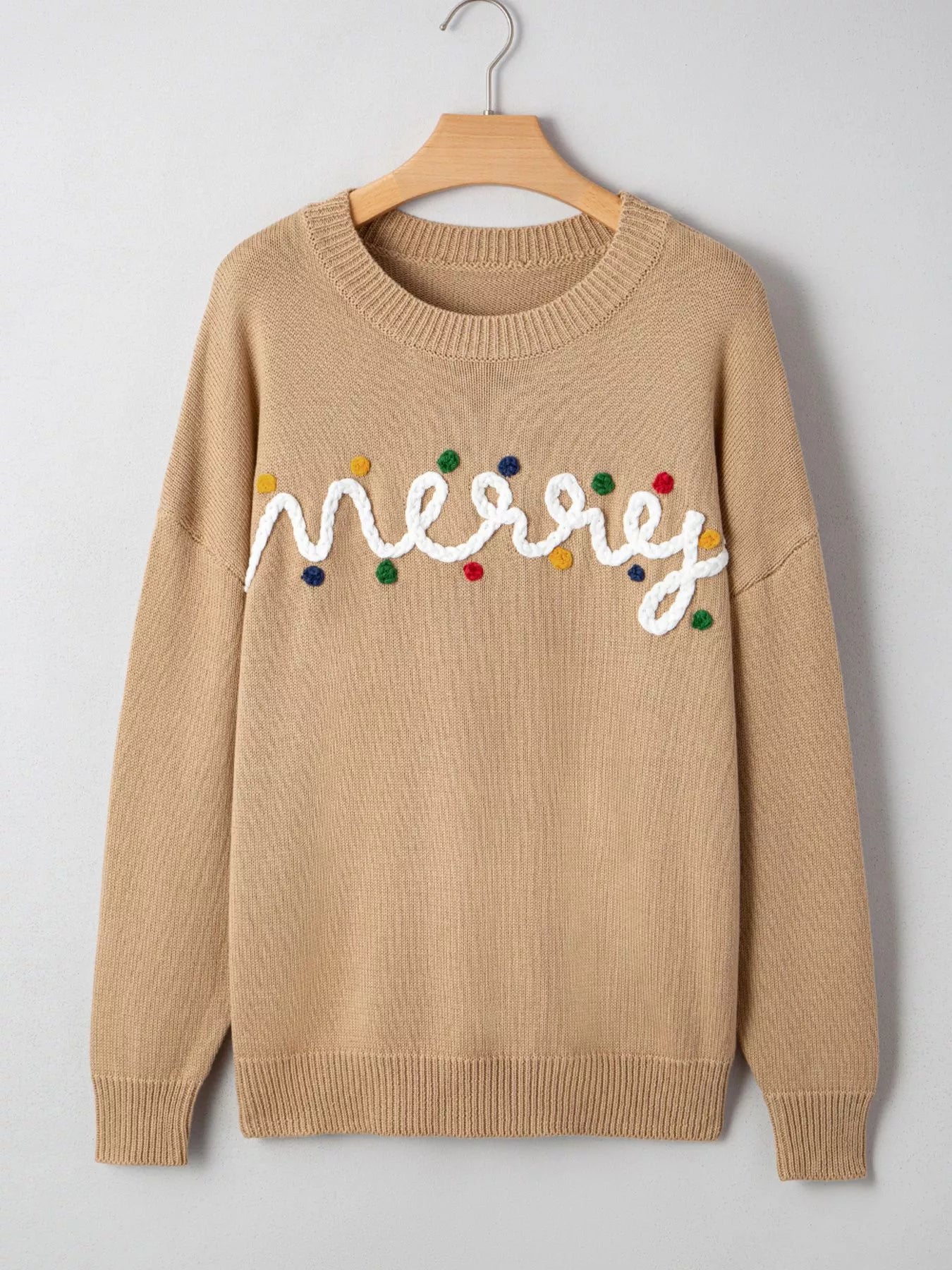 Merry Colorful Dot Detail Christmas Dolman Sweater