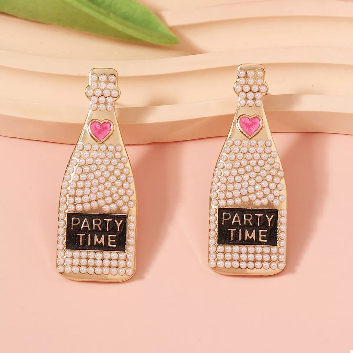 Champagne Bottle Pearl Earrings