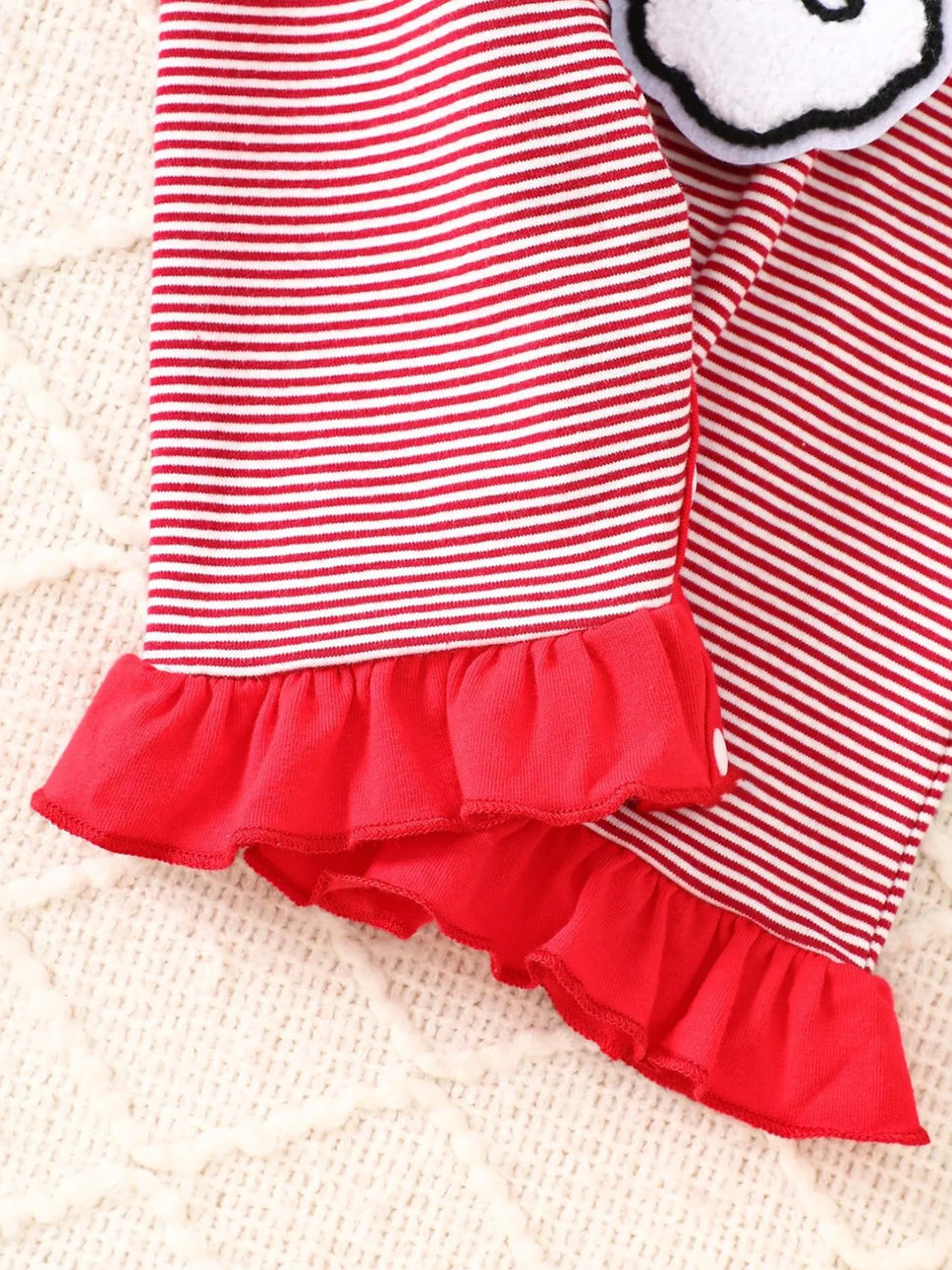 Children's Christmas-Themed Striped Snapped Legs Jumpsuit