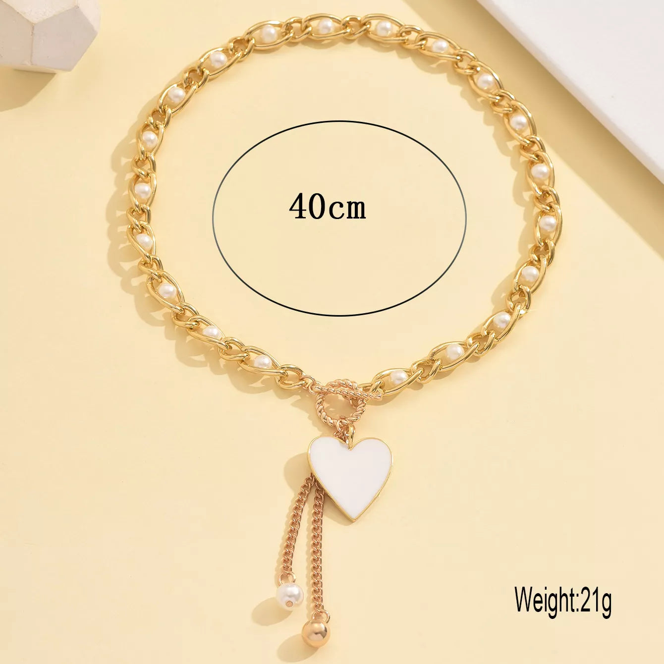 18K Gold-Plated Pearl Heart Necklace