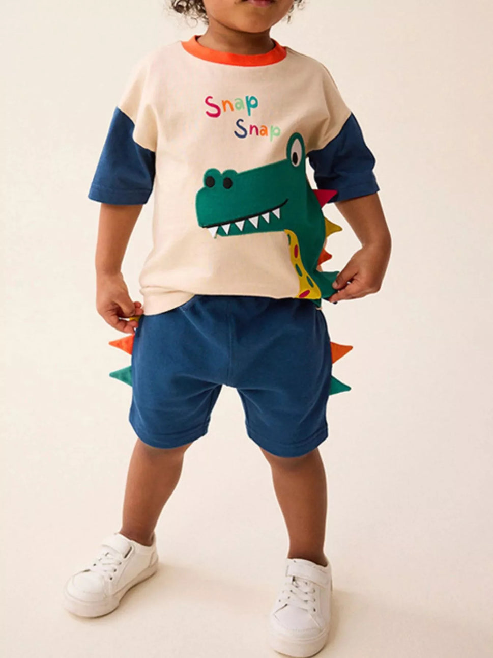 Children's Dinosaur Applique Two-Piece Set