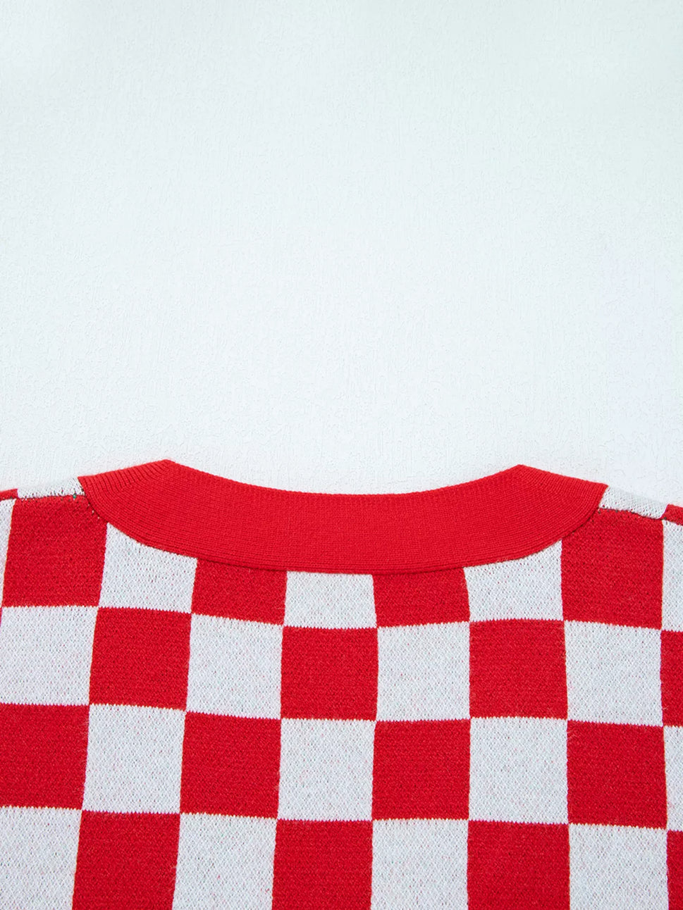 Christmas Tree Pattern Checkered Button V Neck Cardigan