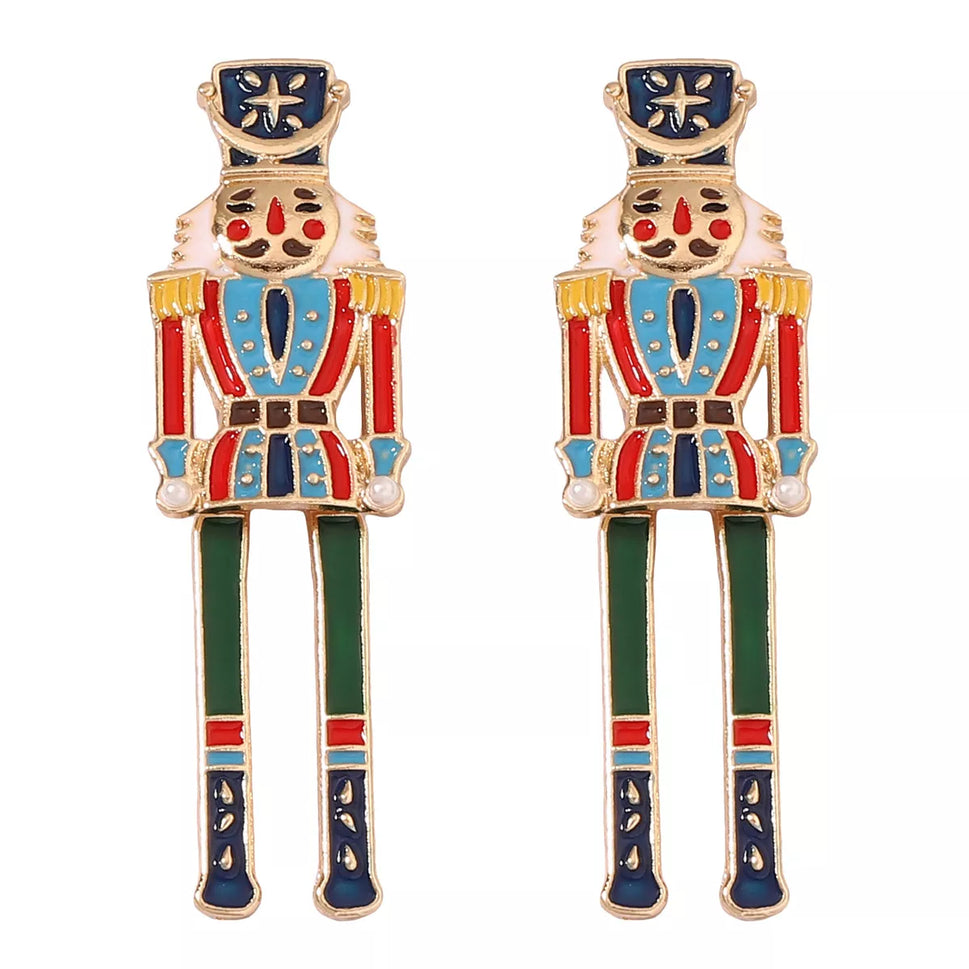 Christmas 18K Gold-Plated Nutcracker Soldier Earrings