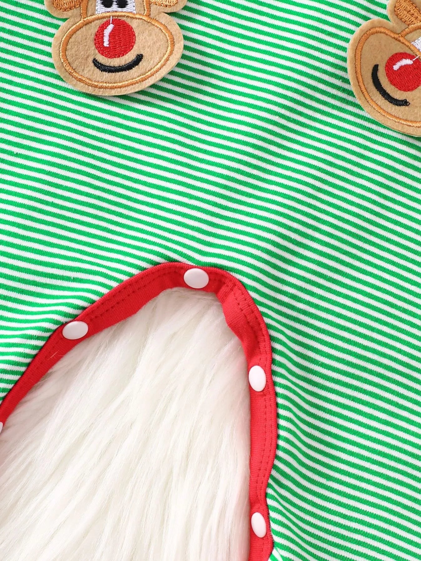 Children's Christmas-Themed Striped Snapped Legs Jumpsuit