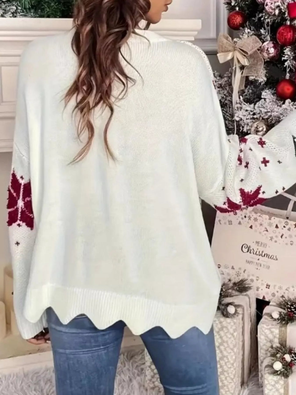 Christmas Tree Pattern Round Neck Sweater
