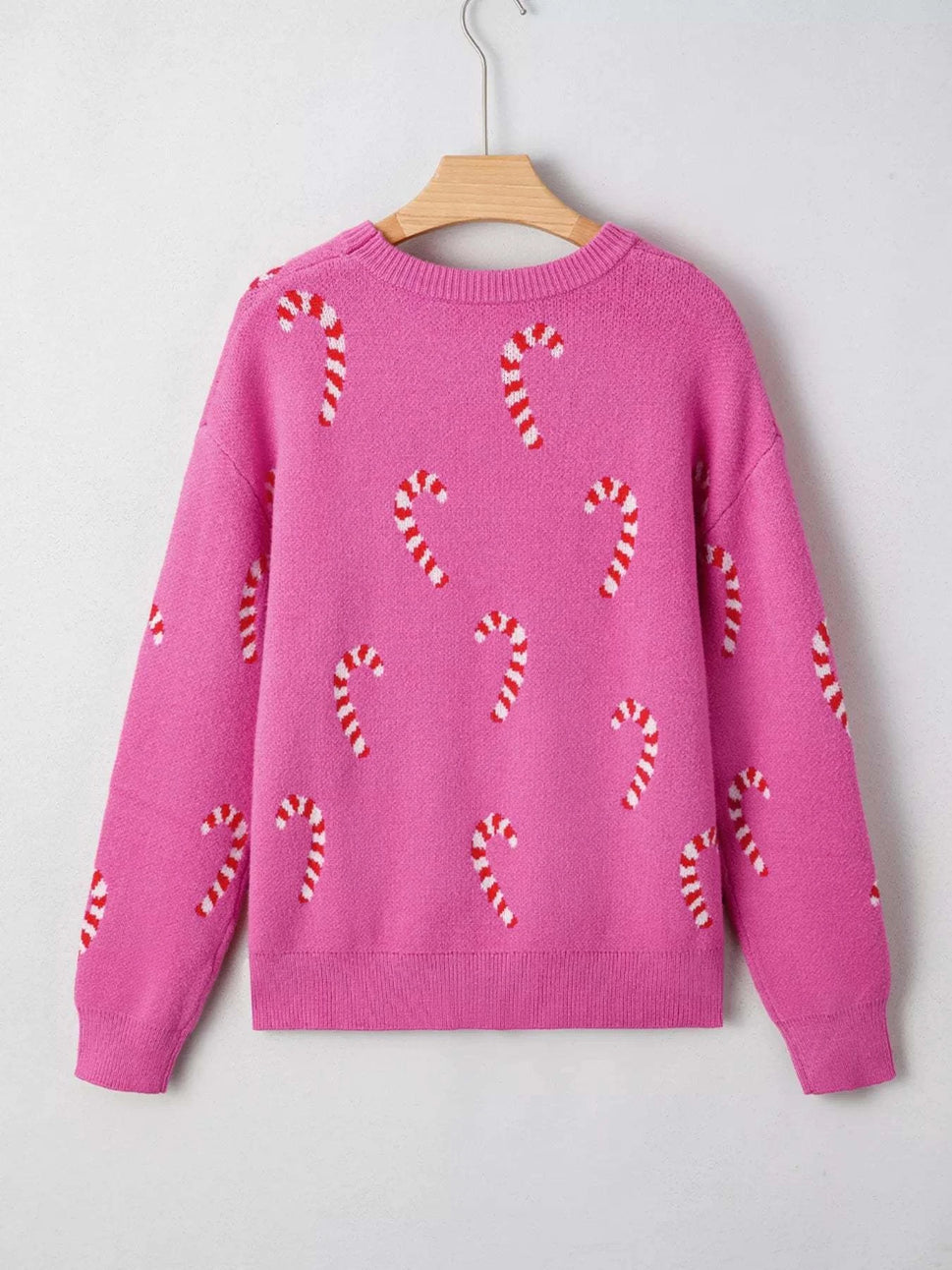 Christmas Candy Cane Holiday Drop Shoulder Sweater