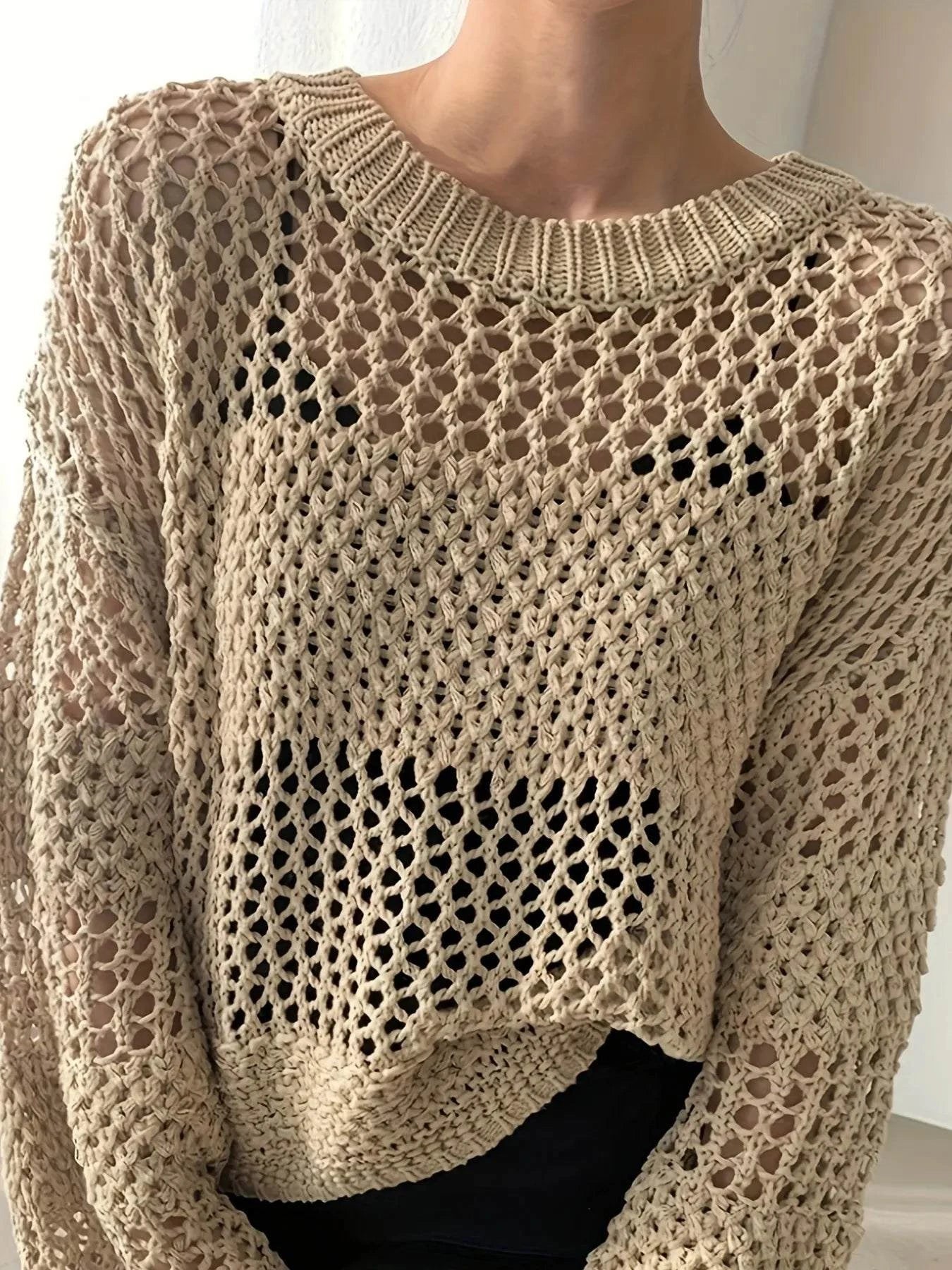Openwork Long Sleeve Knit Cover Up