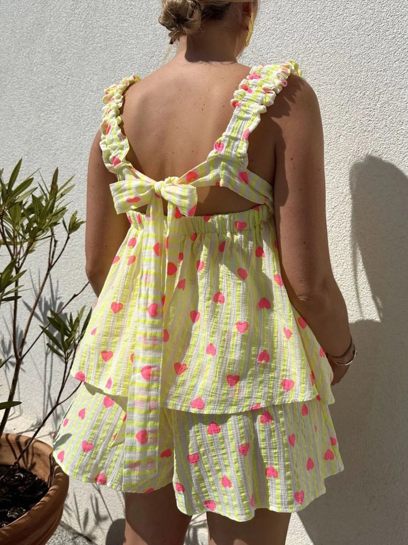 Striped Heart Cami Top and Shorts Set