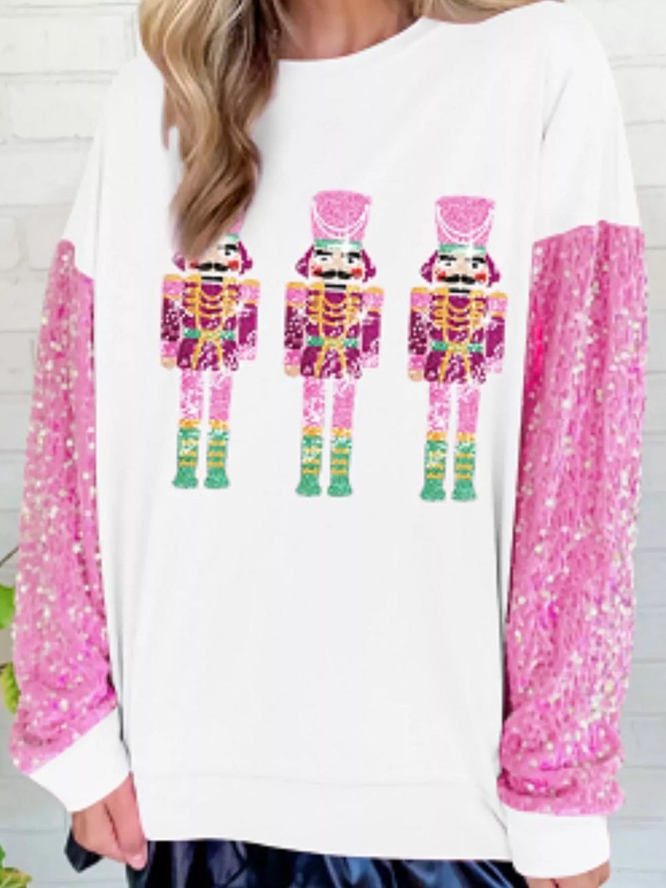 Christmas Theme Sequin Long Sleeve Sweatshirt