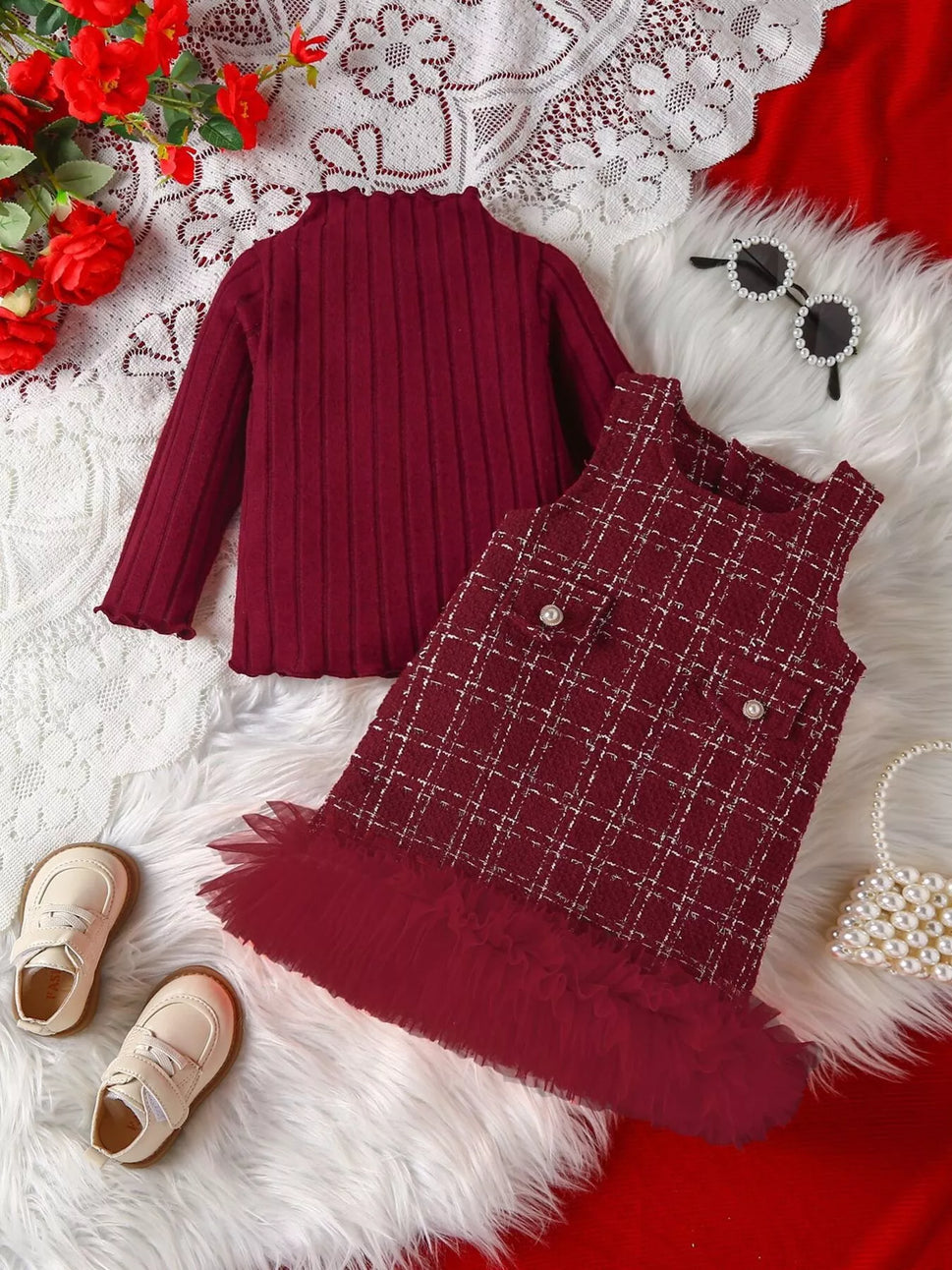 Children's Ribbed Knit Top and Dress Set