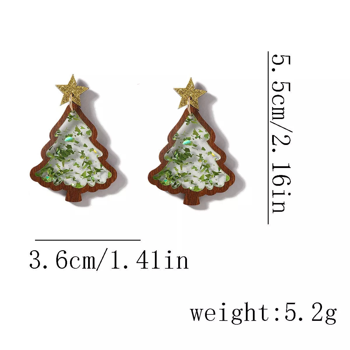 Christmas Tree Star Earrings