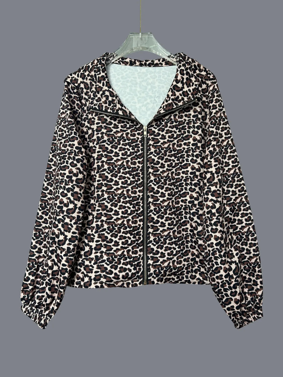Leopard Print Zip-Up Hoodie