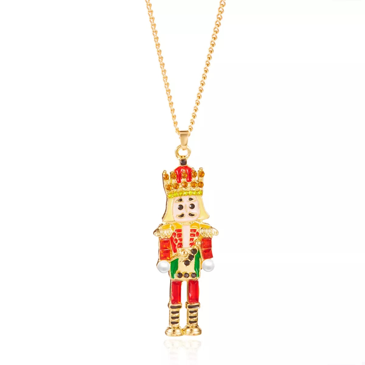 Christmas 18K Gold-Plated Nutcracker Pendant Necklace