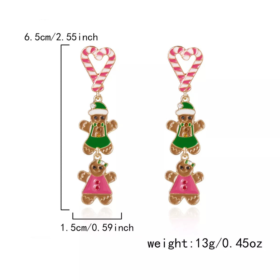 Christmas Gingerbread Drop Earrings