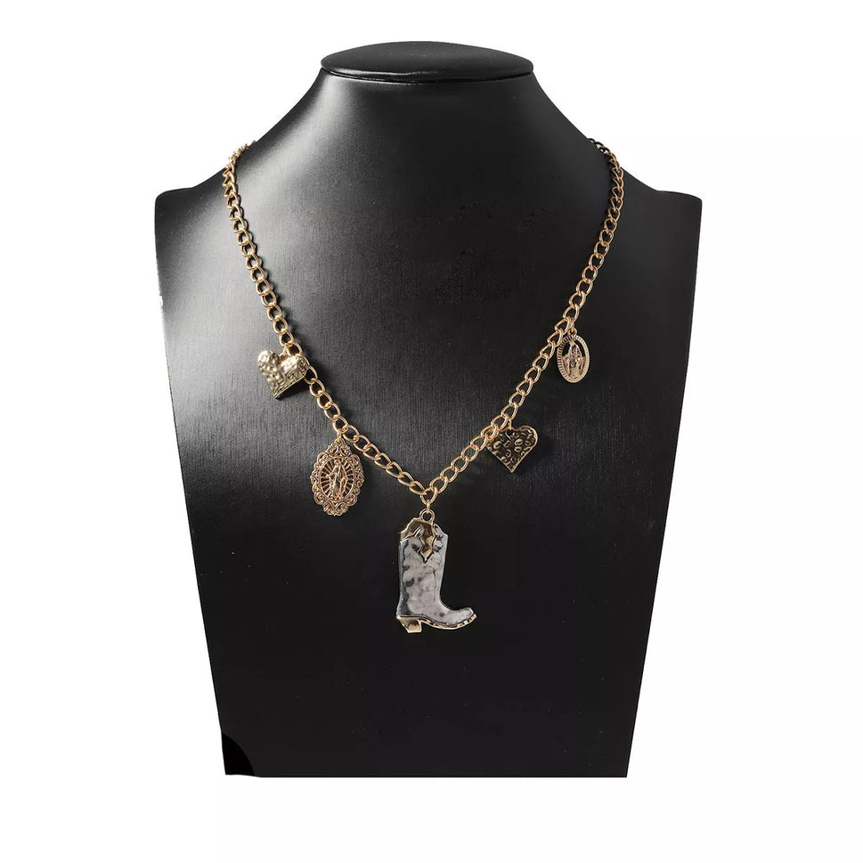 18K Gold-Plated Boots Charm Necklace