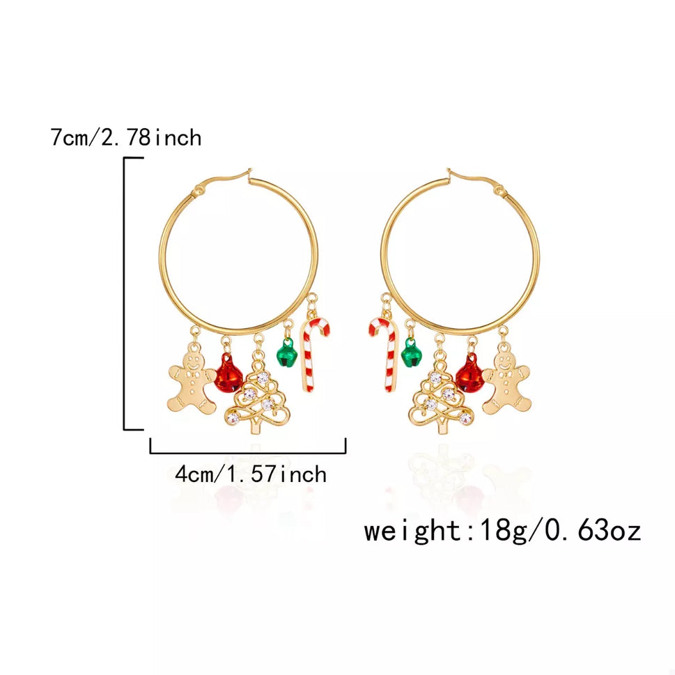 Christmas Theme Hoop Earrings