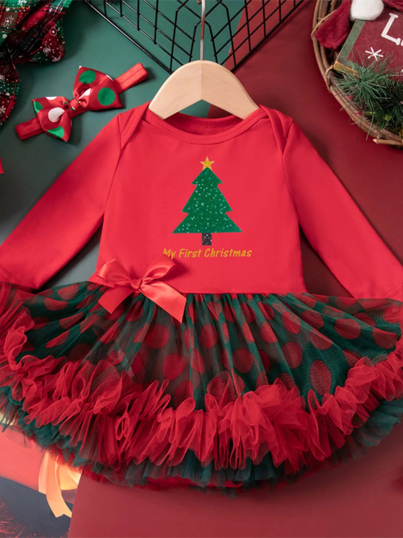 Children's Christmas Stocking Tulle Ruffle Dress