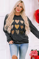 Switch Heart Round Neck Dropped Shoulder Sweatshirt 1 image