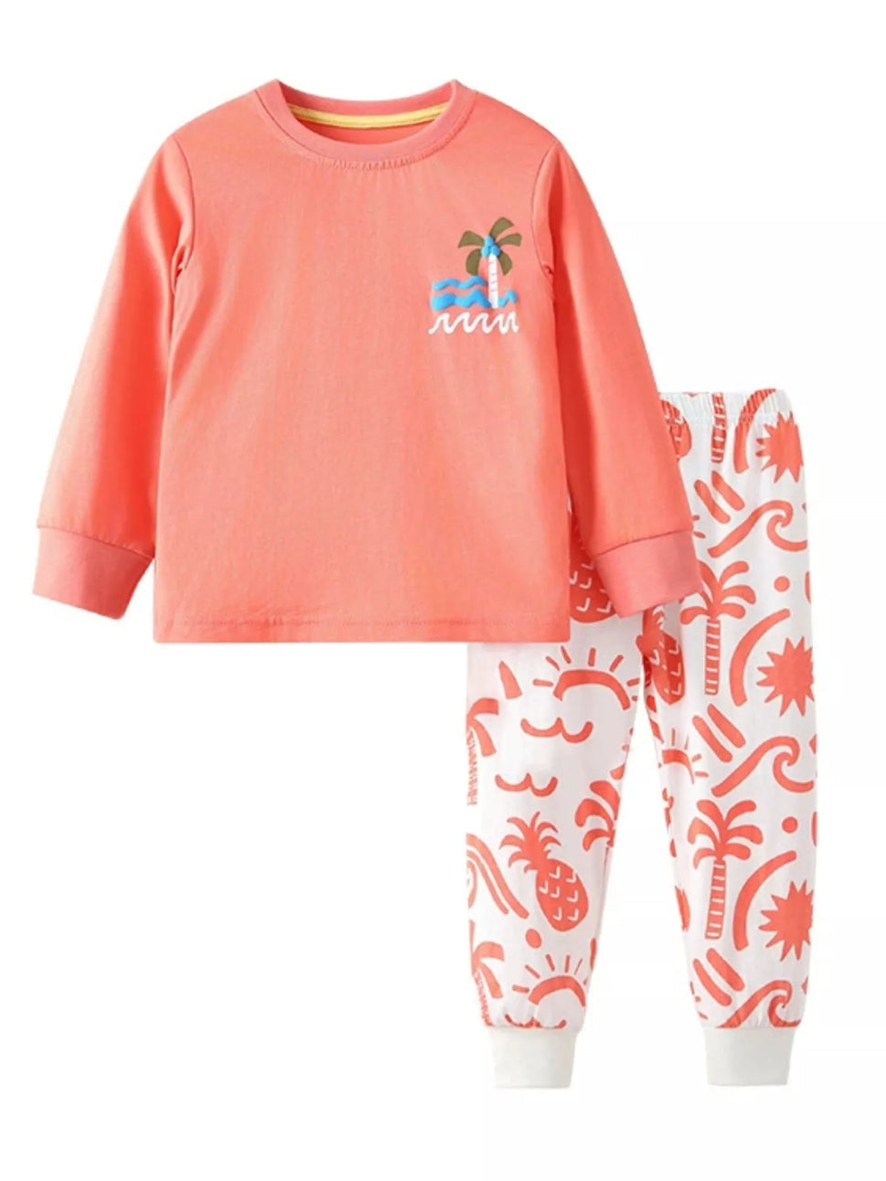 Children's Tropical Print Long Sleeve Pajama Set