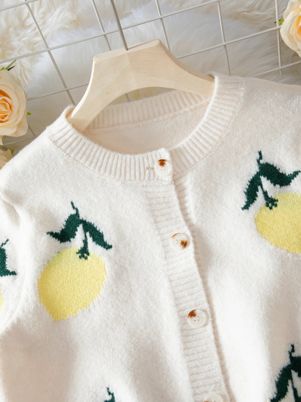 Lemon Button-Up Long Sleeve Cardigan