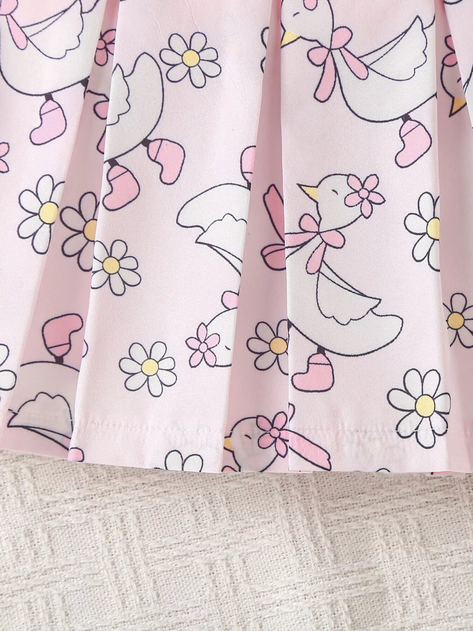 Children's Embroidered Ribbed Polo Shirt & Pleated Skirt Set