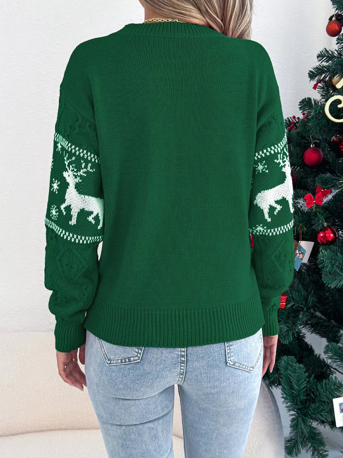 Christmas Reindeer Round Neck Sweater