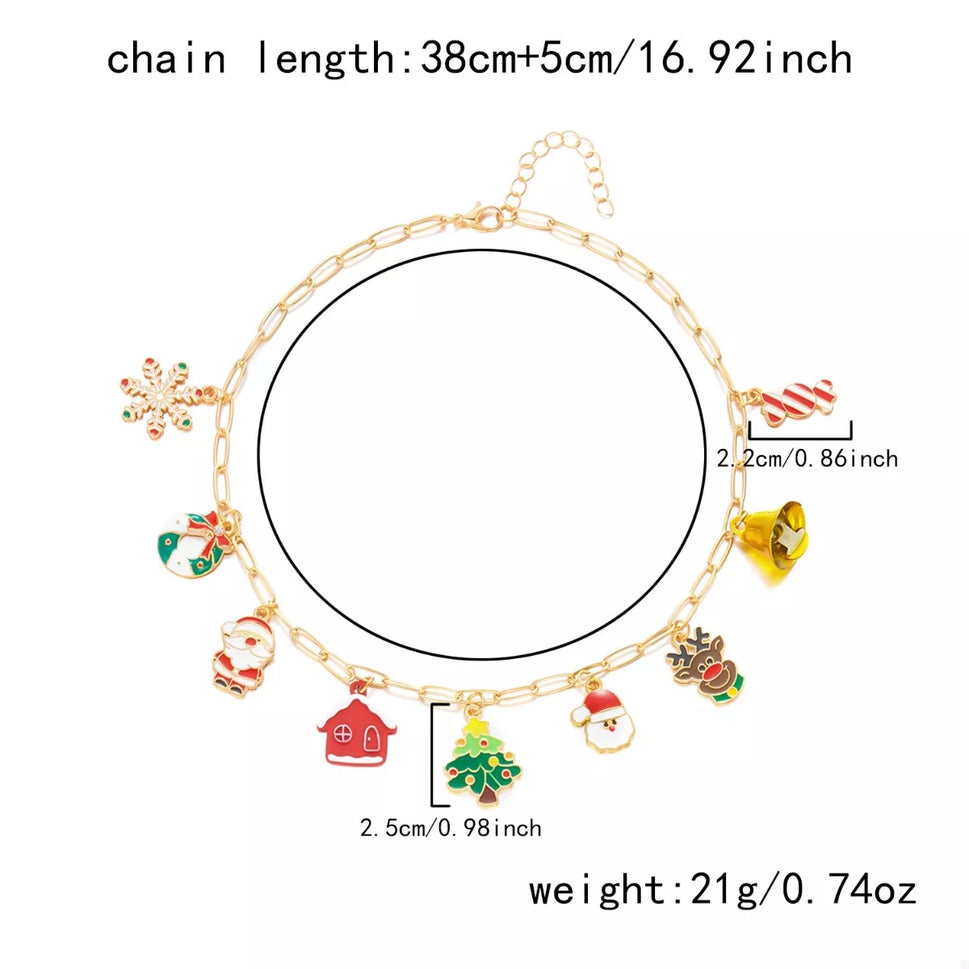 18K Gold-Plated Christmas Charm Necklace