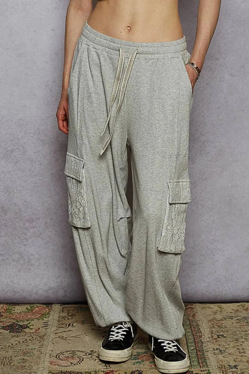 POL Drawstring Lace Cargo Pocketed Joggers