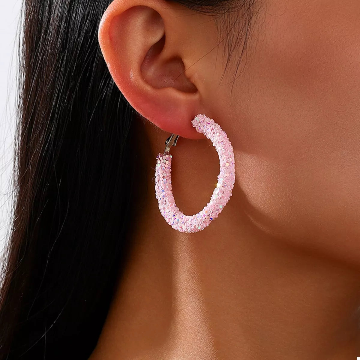 Sparkling Alloy Hoop Earrings