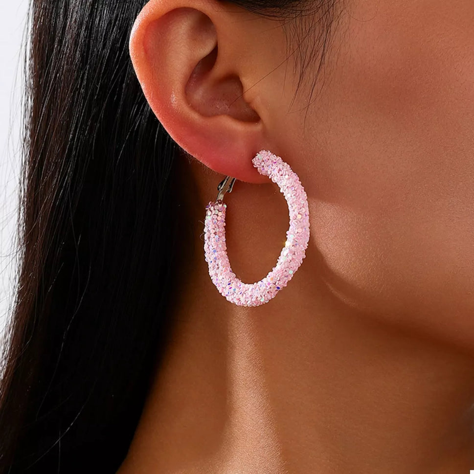 Sparkling Alloy Hoop Earrings