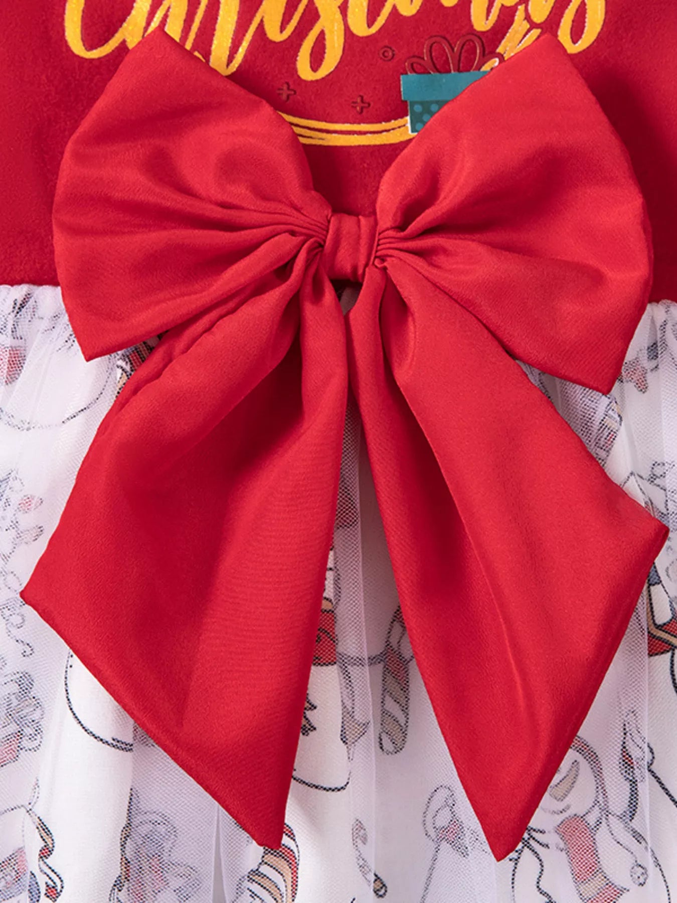 Children's Christmas Snowman Print Tulle Dress