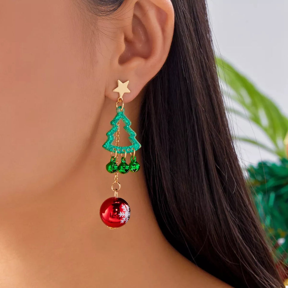 Christmas Tree Ball Drop Earrings