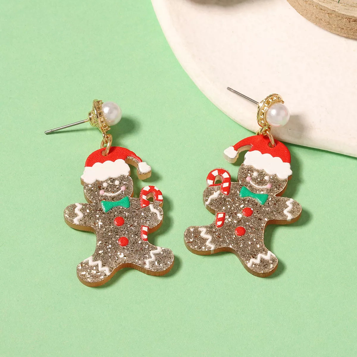 Christmas Gingerbread Man Dangle Earrings