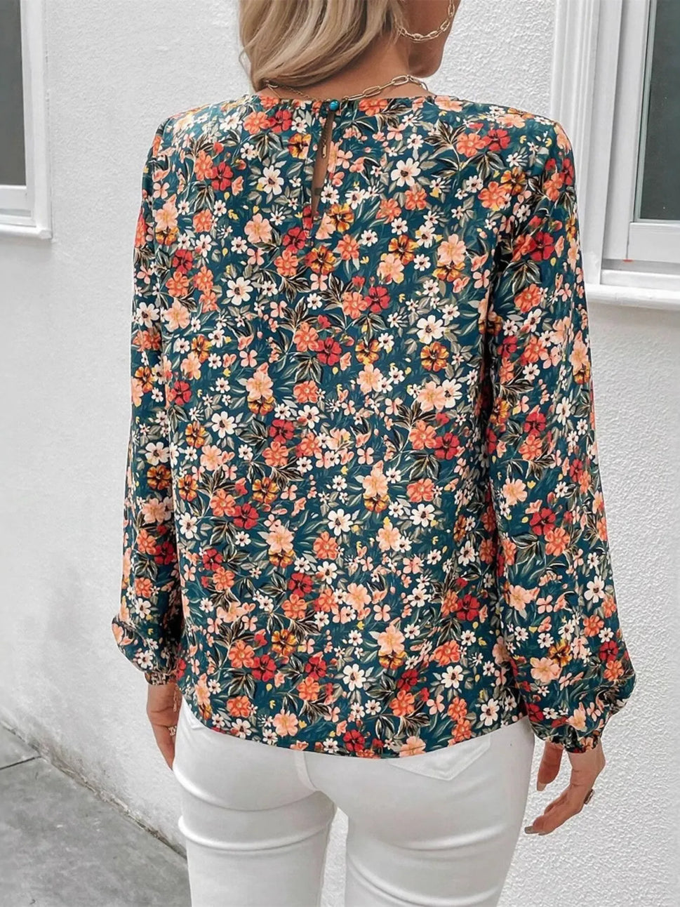 Floral Print Long Sleeve Blouse